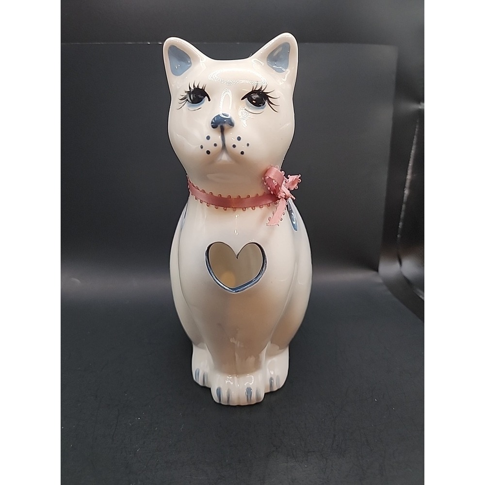 Vintage 80s‎ Hand Painted Ceramic Cat Potpourri Holder Boothe Mold #594